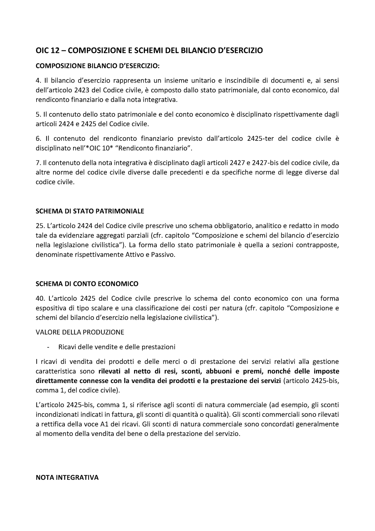 Documentioic - Riaasunto Degli OIC Più Importanti - OIC 12 ...