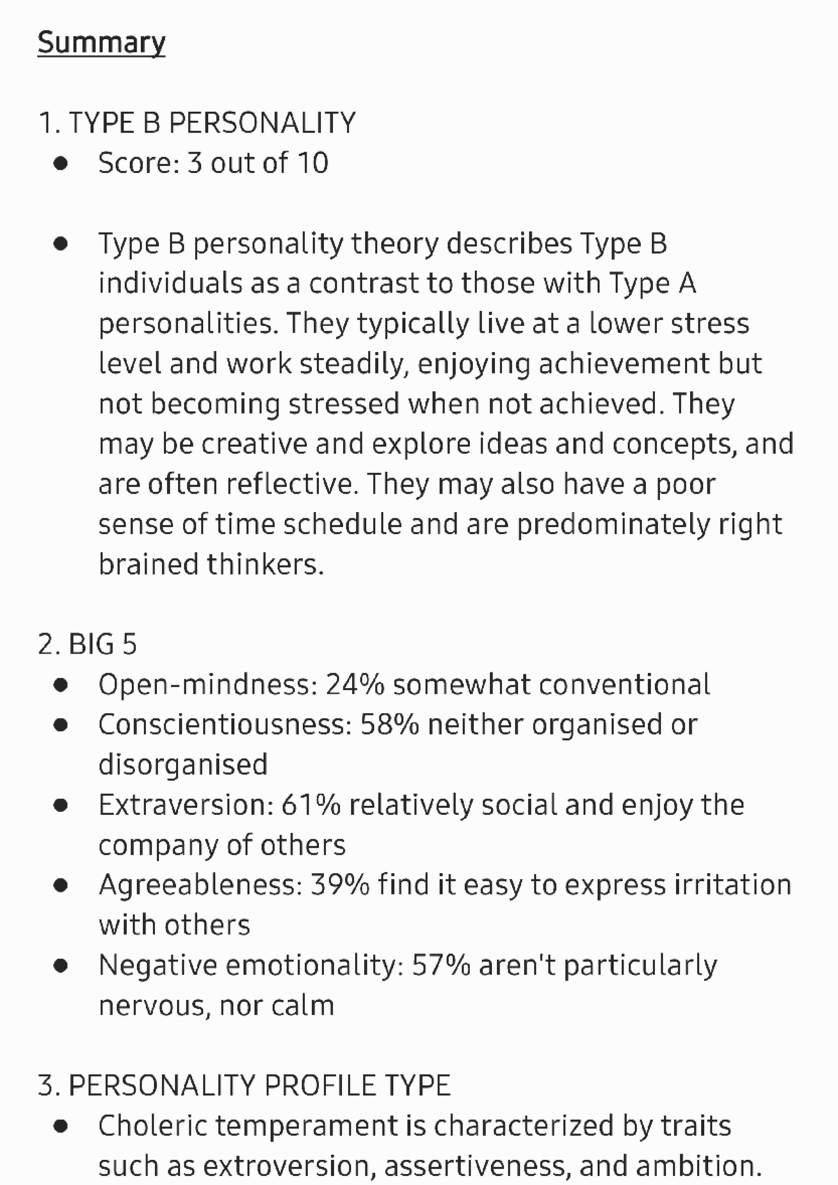 type b personality essay