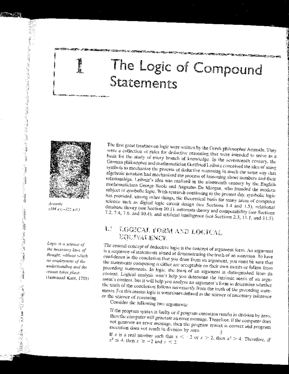 Chapter+1+logic - chapter 1 logic notes - 1 The Logic of Compound ...