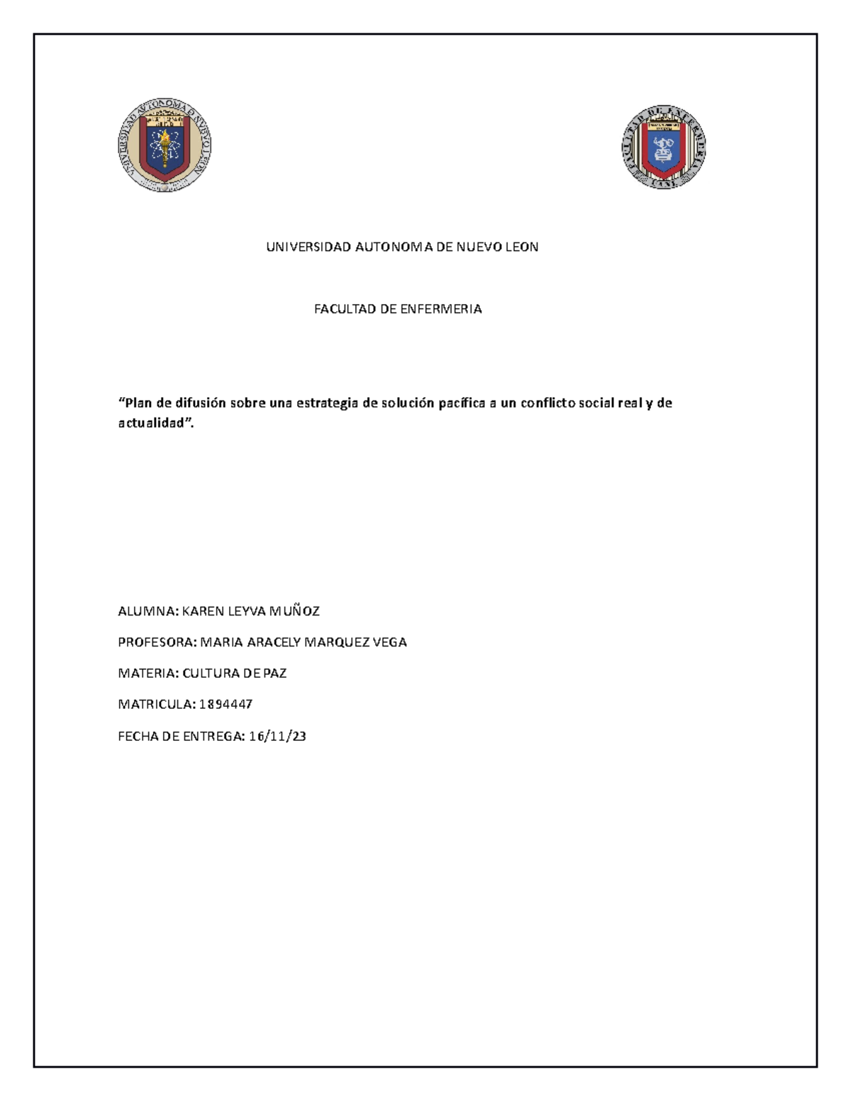 Evidencia 4.1 DE Cultura - UNIVERSIDAD AUTONOMA DE NUEVO LEON FACULTAD ...