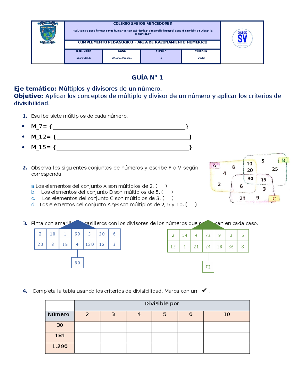 Complemento Matem Ticas Grado Quinto Colegio Sabios Vencedores