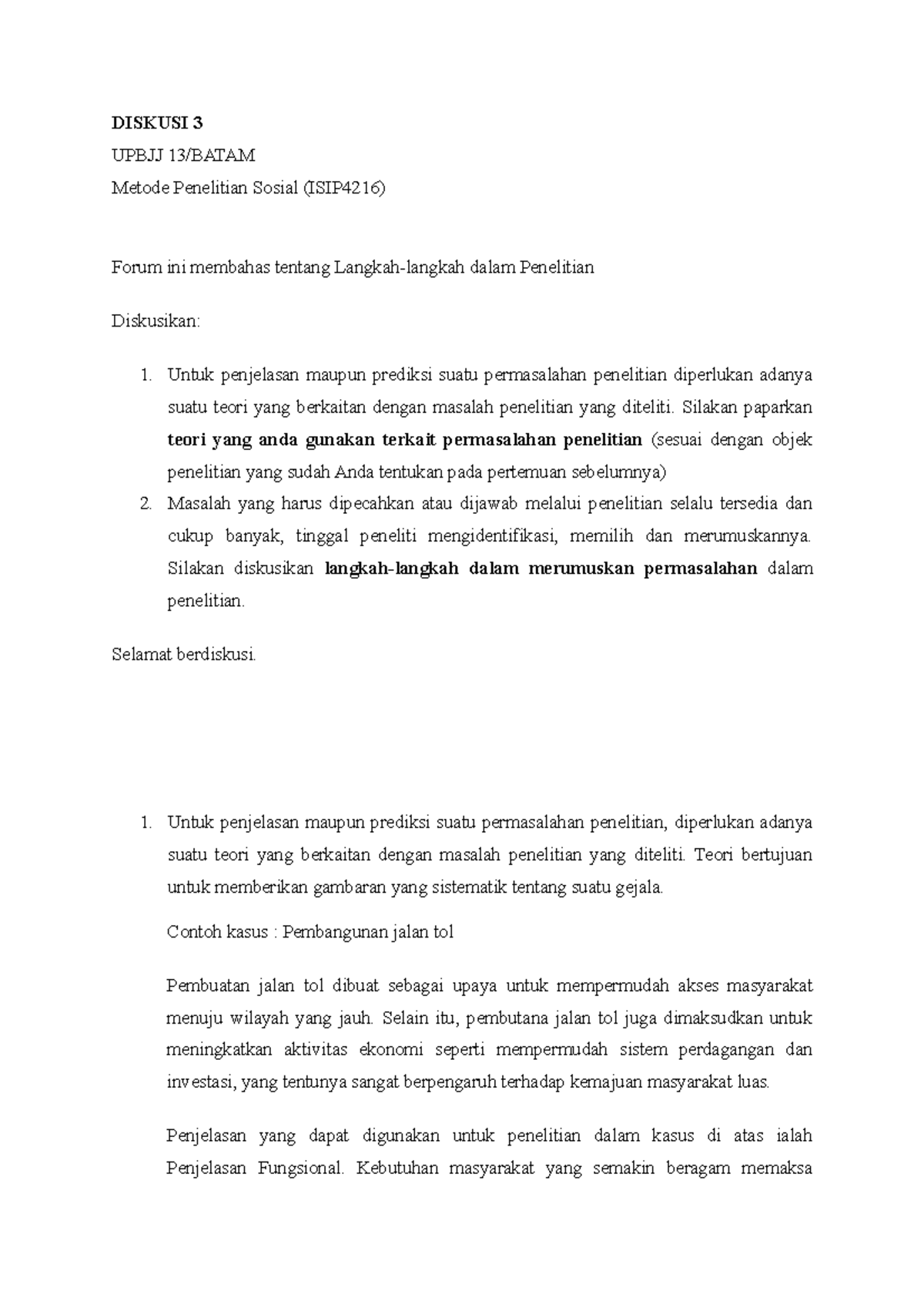 Diskusi 3 Metode Penelitian Sosial - DISKUSI 3 UPBJJ 13/BATAM Metode ...