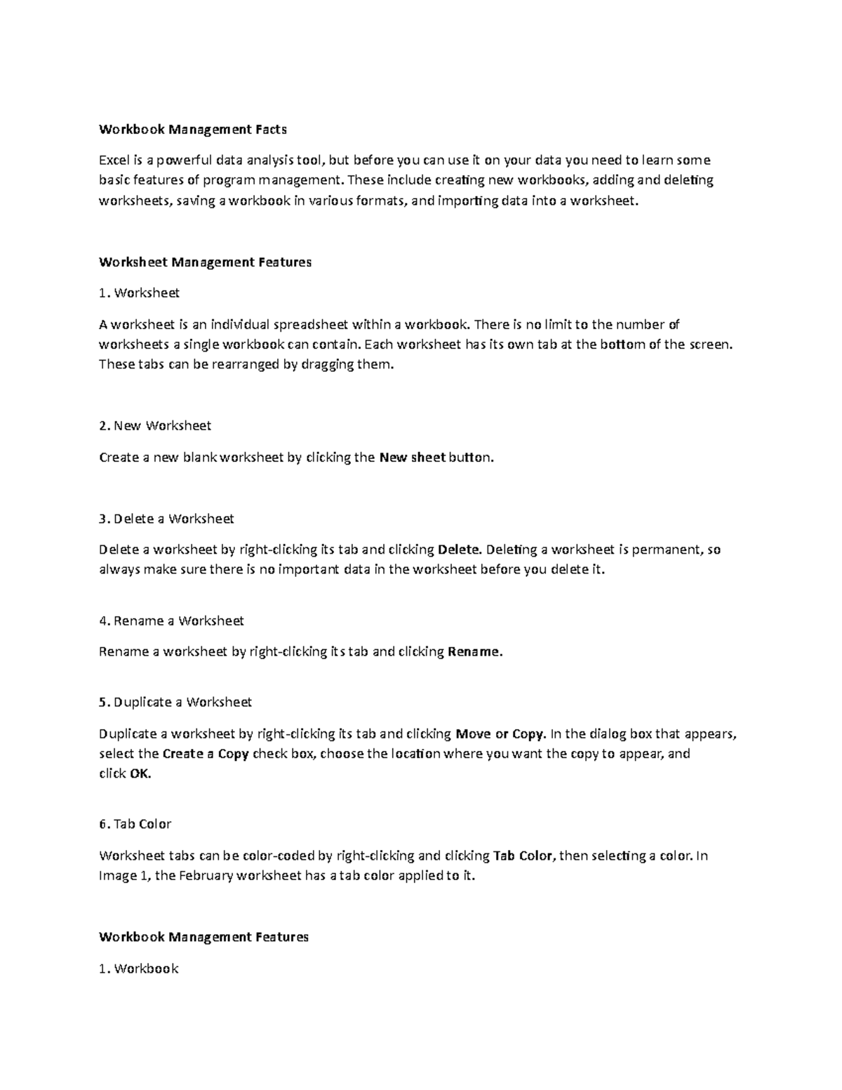 Lecture Notes 6 Workbook Management Facts Excel Is A Powerful Data 