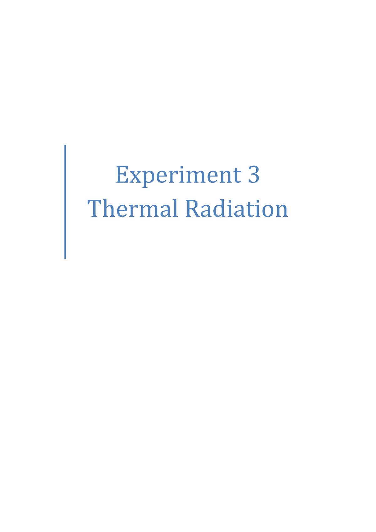 thermal radiation experiment lab report