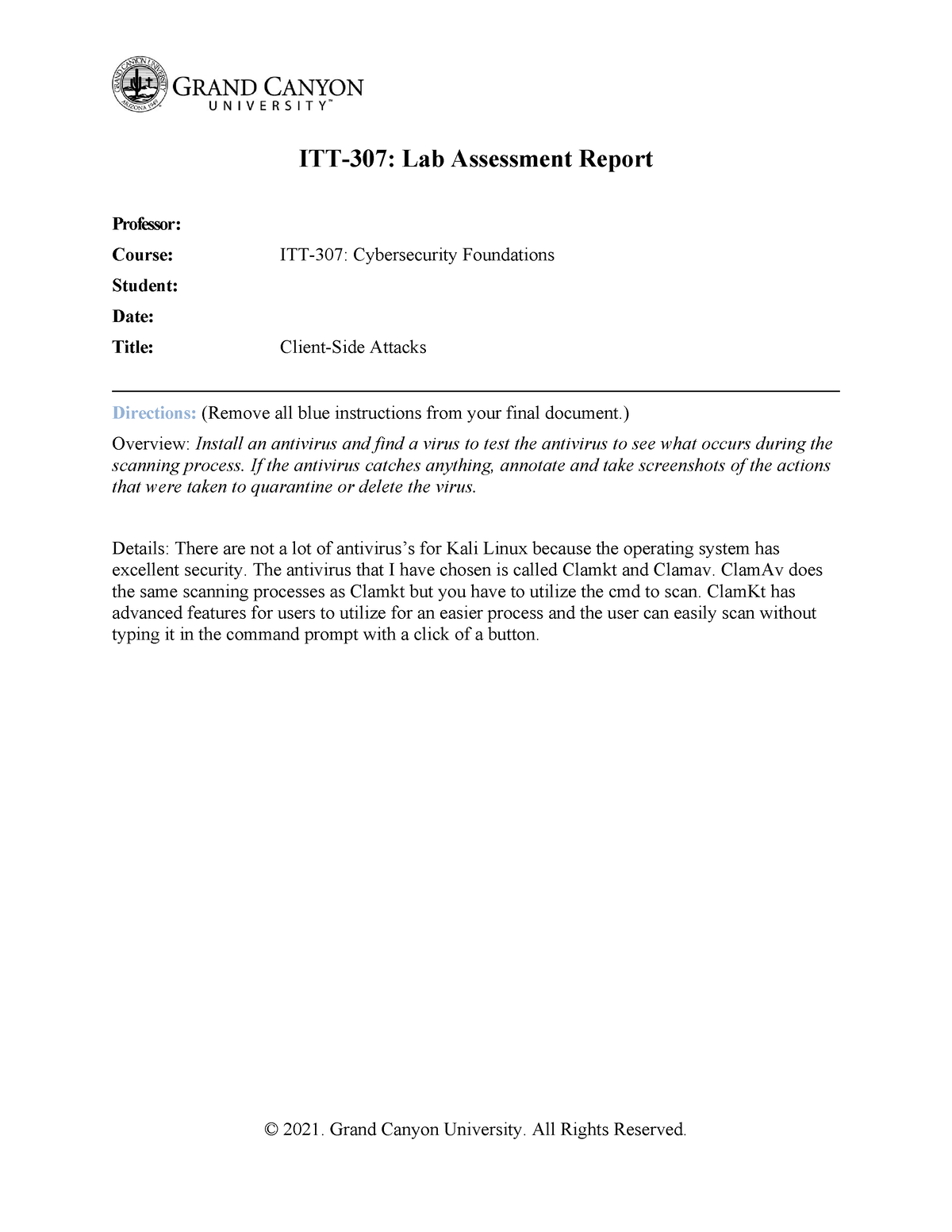 ITT-307- Client Side Attacks - ITT-307: Lab Assessment Report Professor ...