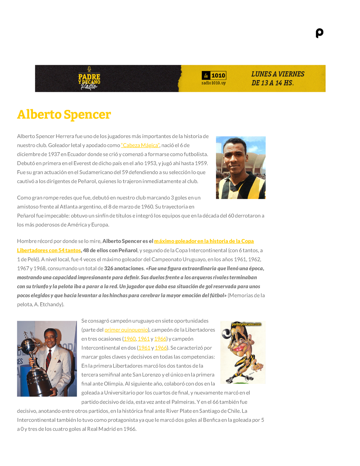 Alberto Spencer - Padre y Decano - El Sitio del Pueblo - Alberto Spencer  Alberto Spencer Herrera fue - Studocu