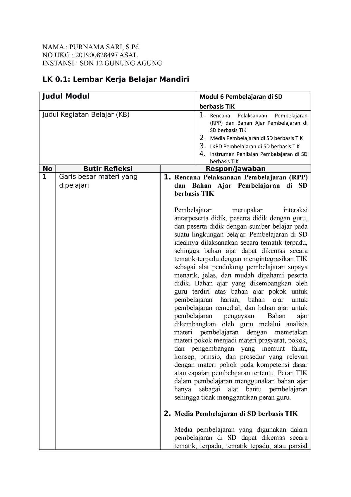 LK 0.1 Lembar Kerja Belajar Mandiri- Modul 6 TIK - NAMA : PURNAMA SARI ...