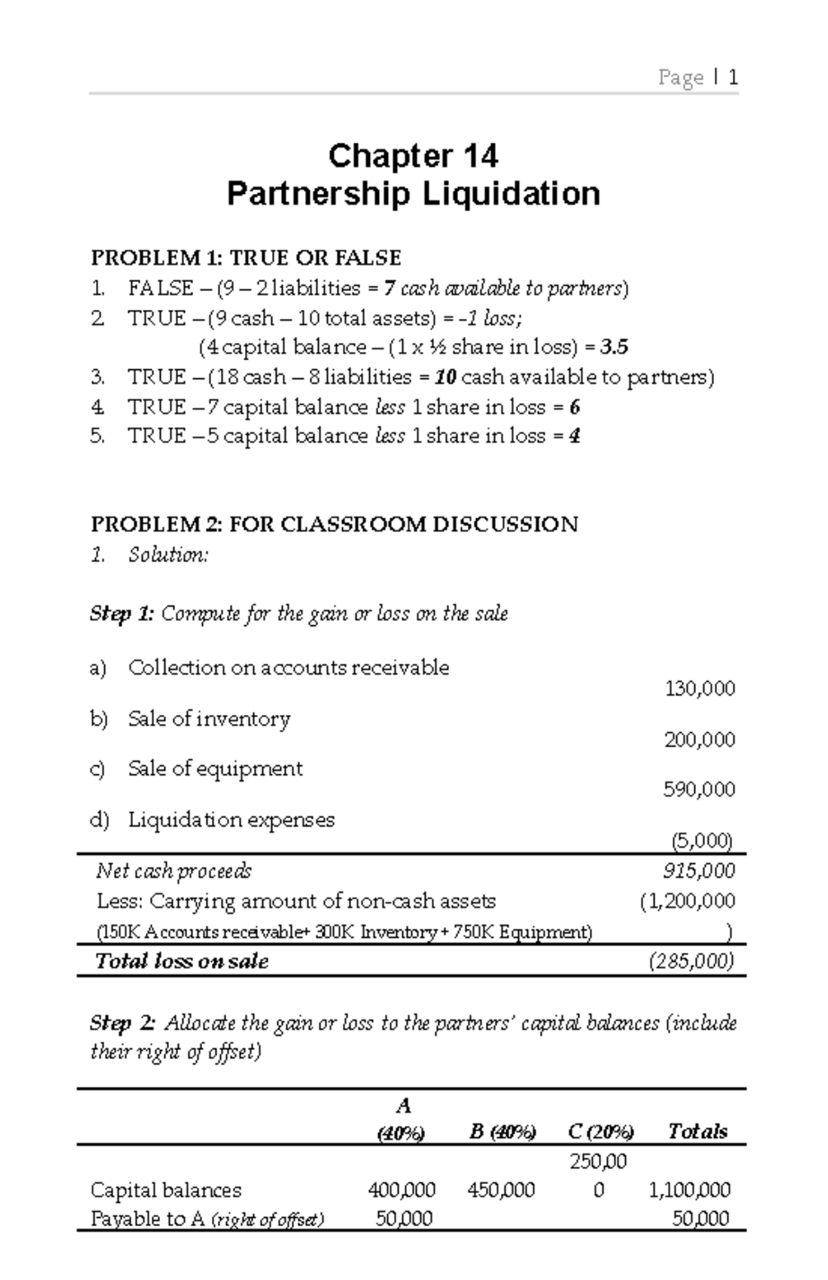 Chapter 14 - Partnership Liquidation - Chapter 14 Partnership ...