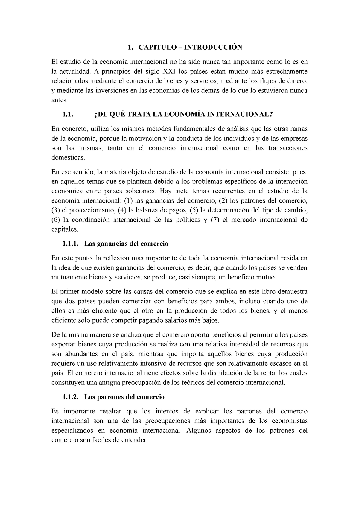 Economia Internacional General - 1. CAPITULO – INTRODUCCIÓN El Estudio ...