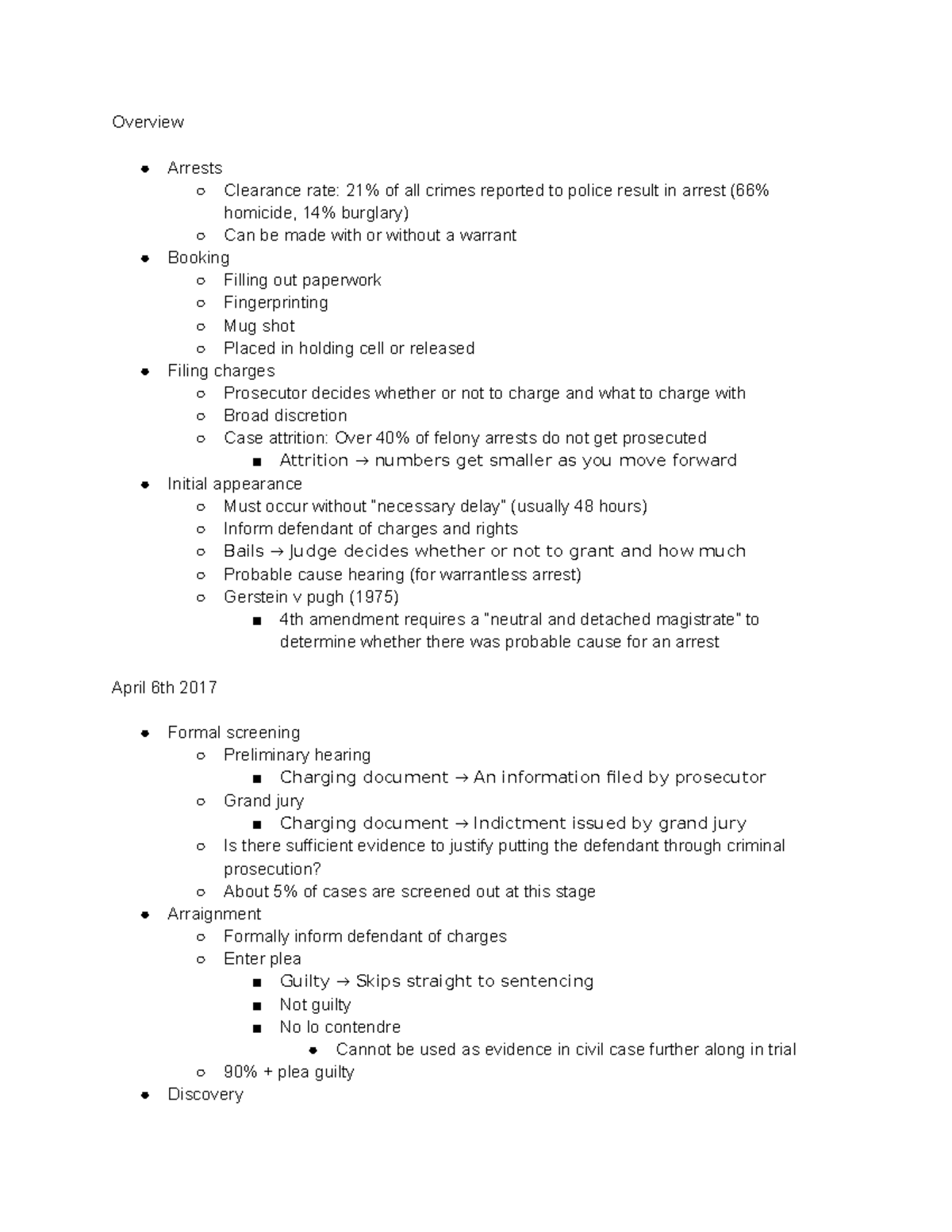 Stages of Criminal Process - Overview Arrests Clearance rate: 21% of ...