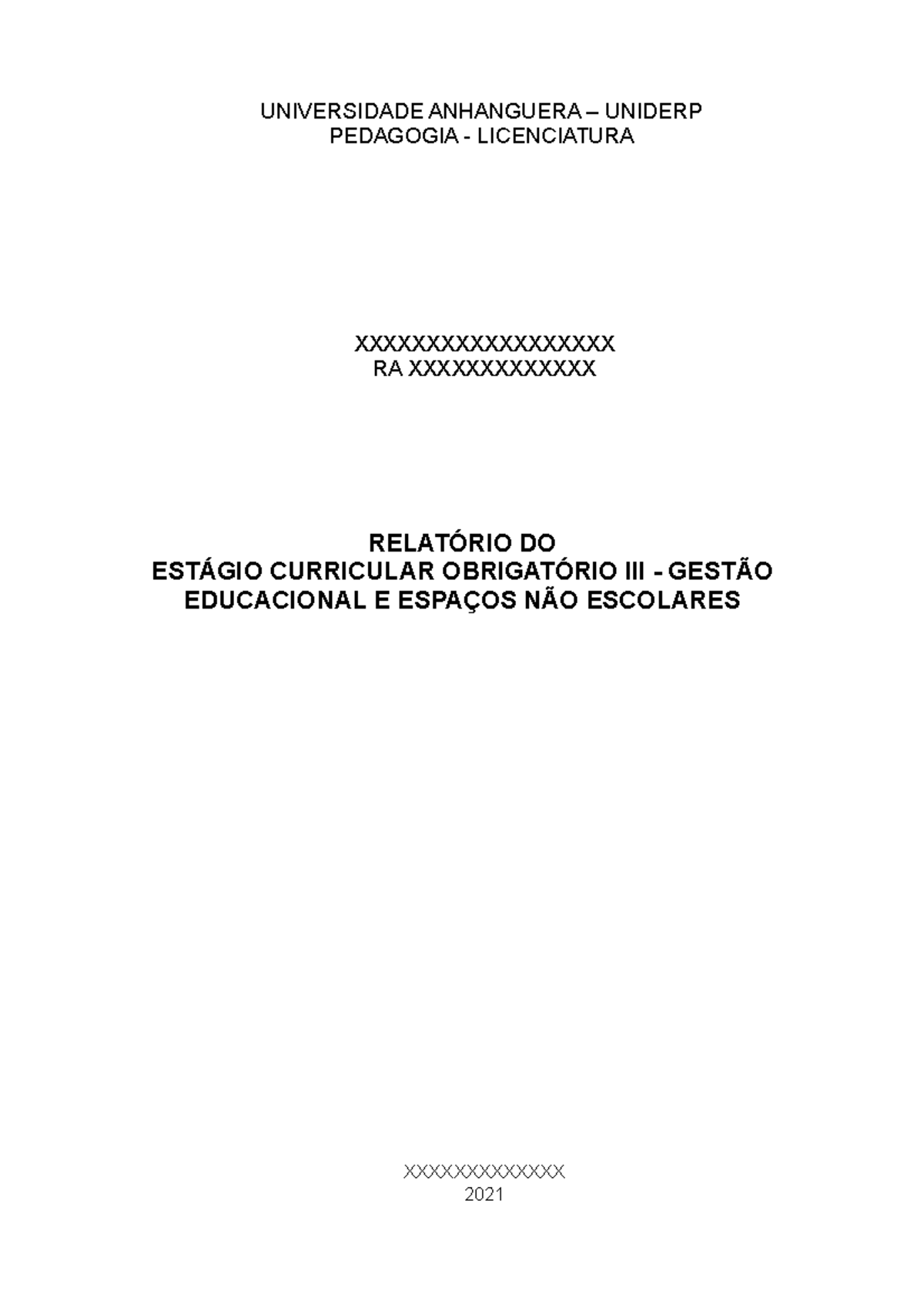 Estagio Curricular Obrigatorio Iii Gestao Educacional E Espacos Nao Escolares