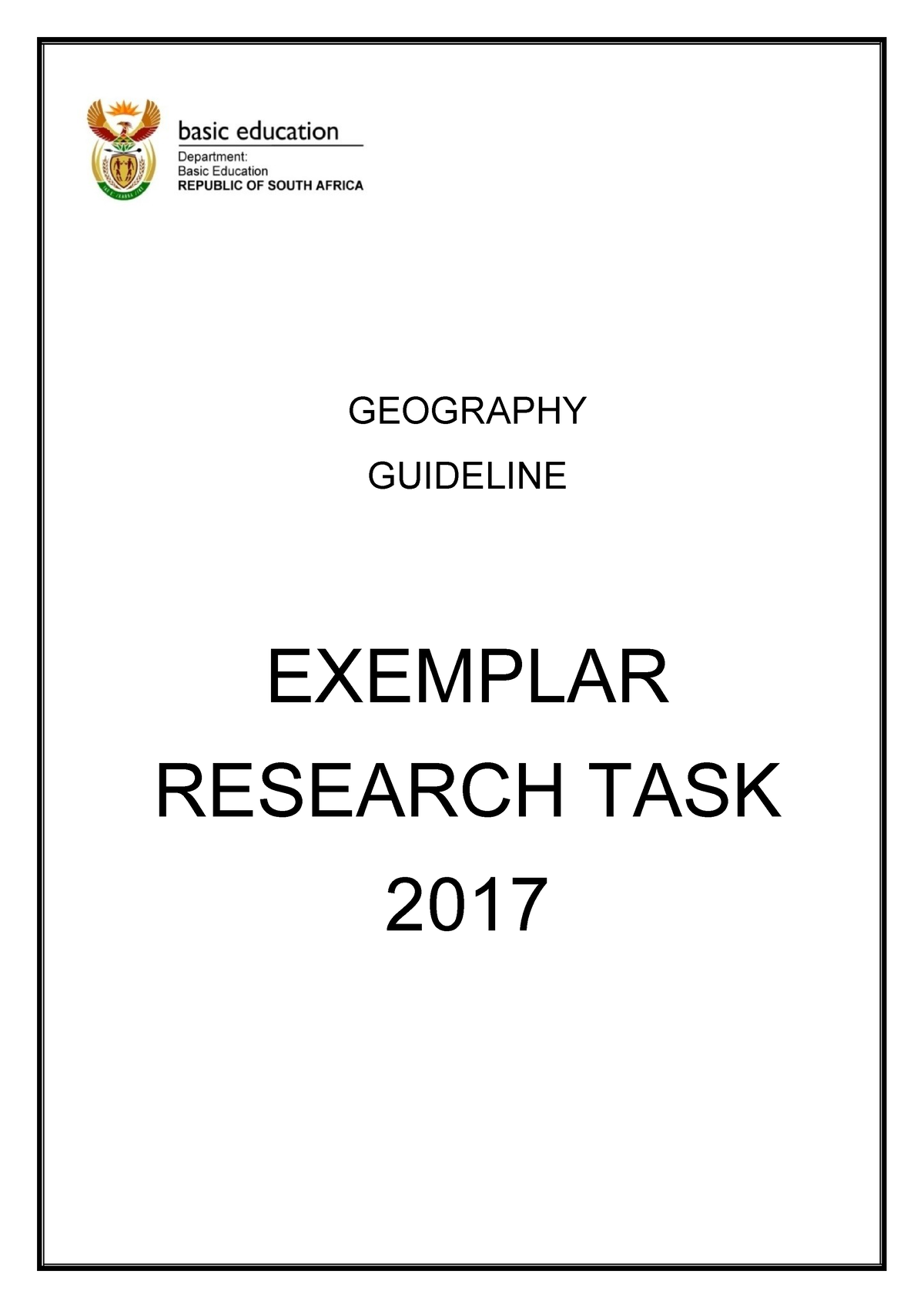 Research TASK Exemplar 2017 - GEOGRAPHY GUIDELINE EXEMPLAR RESEARCH ...