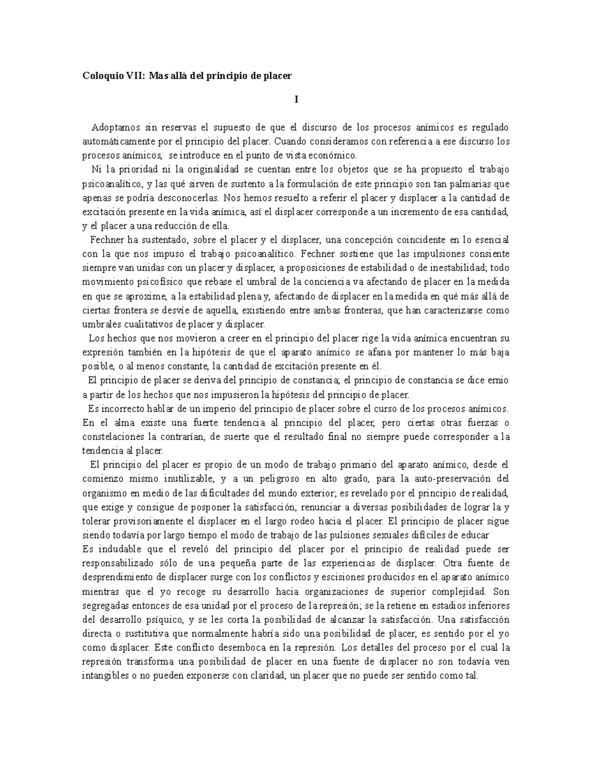 Mas allá del principio de placer Sigmund Freud, Tomo
