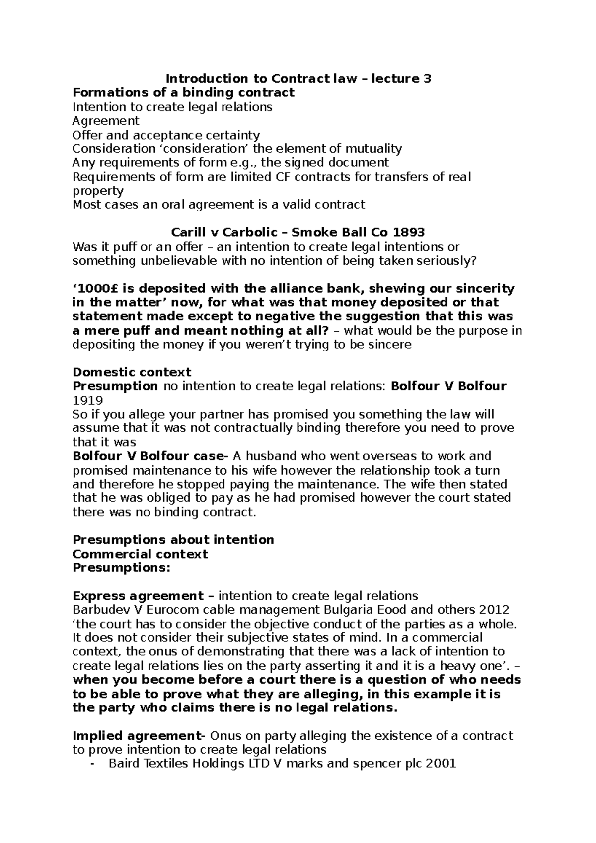 Introduction To Contract Law Lecture 3 Introduction To Contract Law Lecture 3 Formations Of Introduction To Contract Law Lecture 3 Introduction To Contract Law Lecture 3 Formations Of