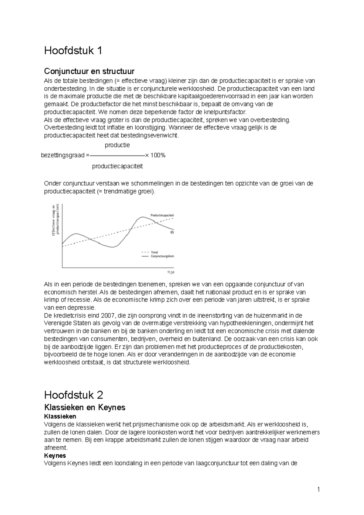 Economie V6 Tw2 Samenvatting - Hoofdstuk 1 Conjunctuur En Structuur Als ...