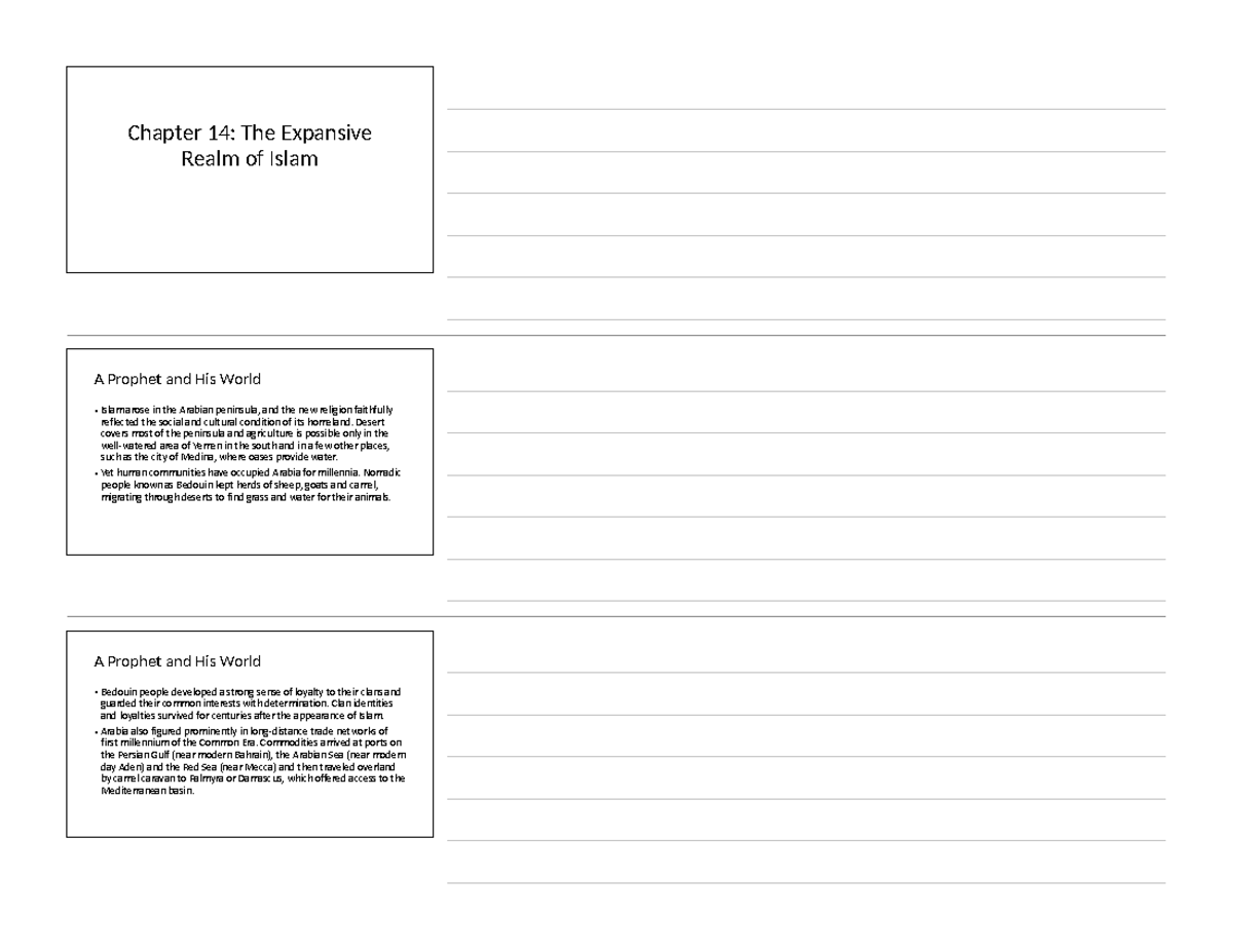 Islam Notes - Chapter 14: The Expansive Realm Of Islam A Prophet And ...