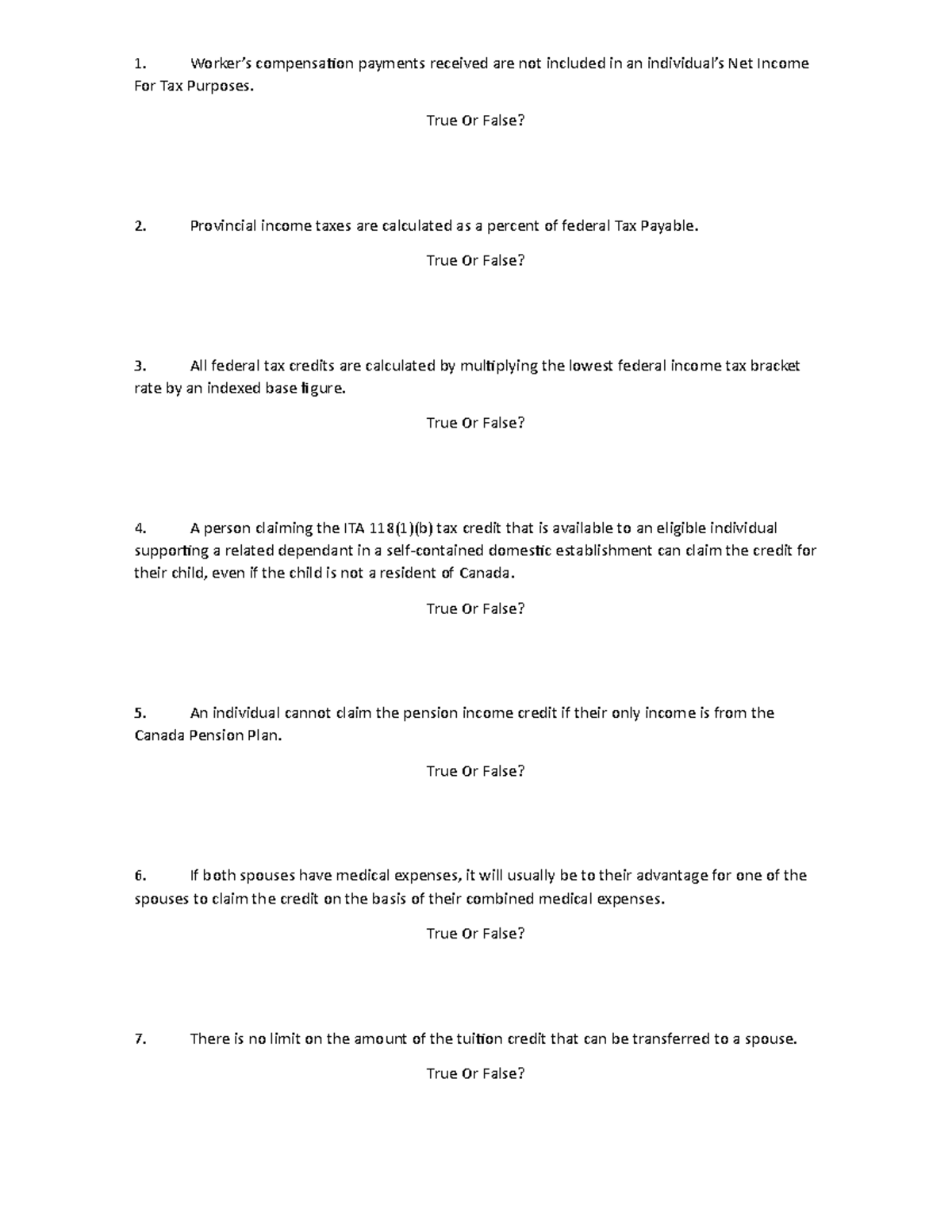 ACCT226 True False Question and Answer Chapter 4 - Worker’s ...