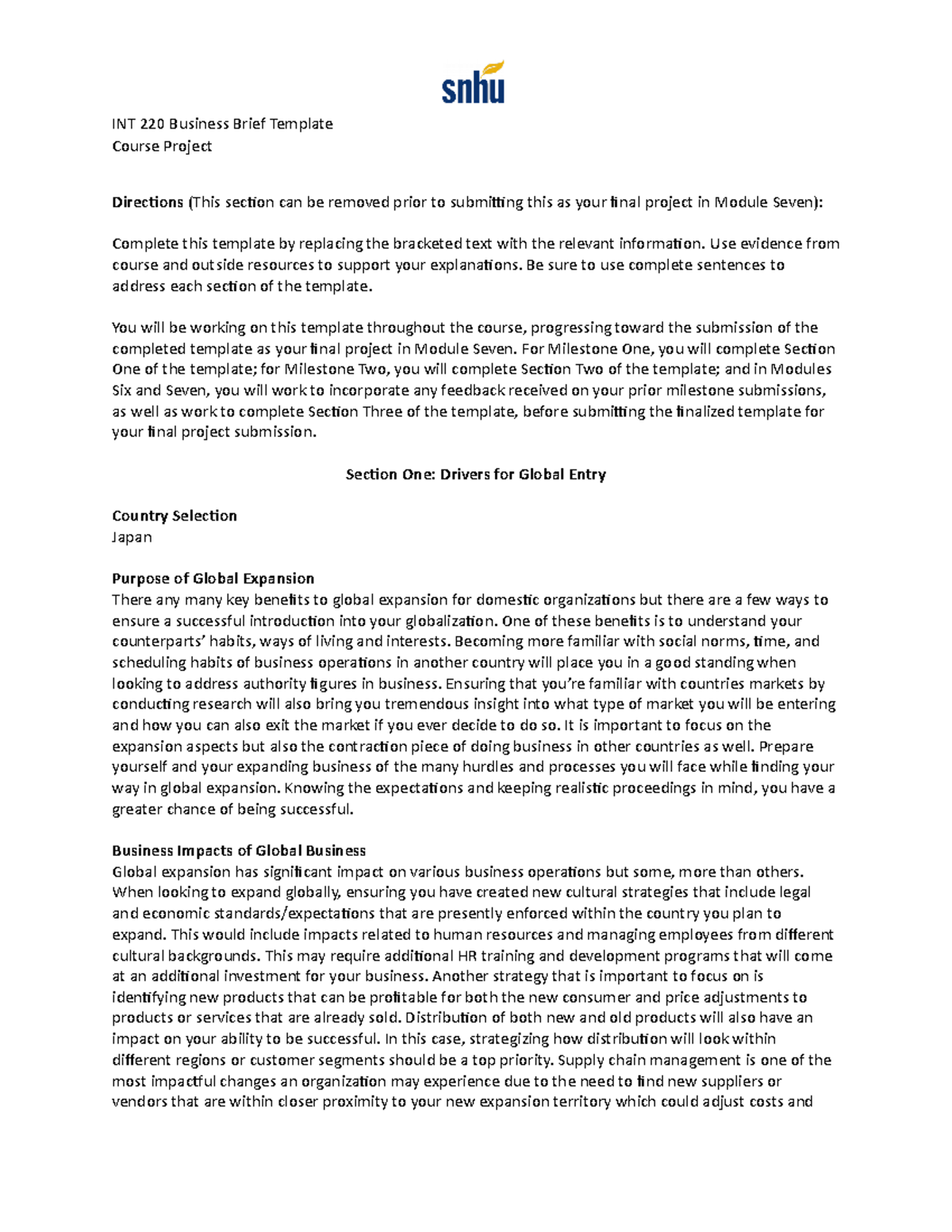 Int 220 business brief int 220 snhu studocu