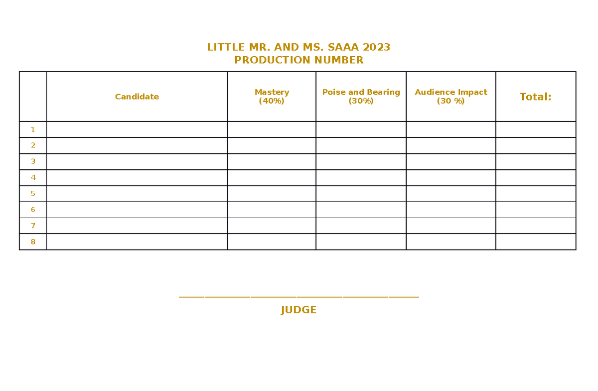 Criteria For Judging Pageant Template Design Talk