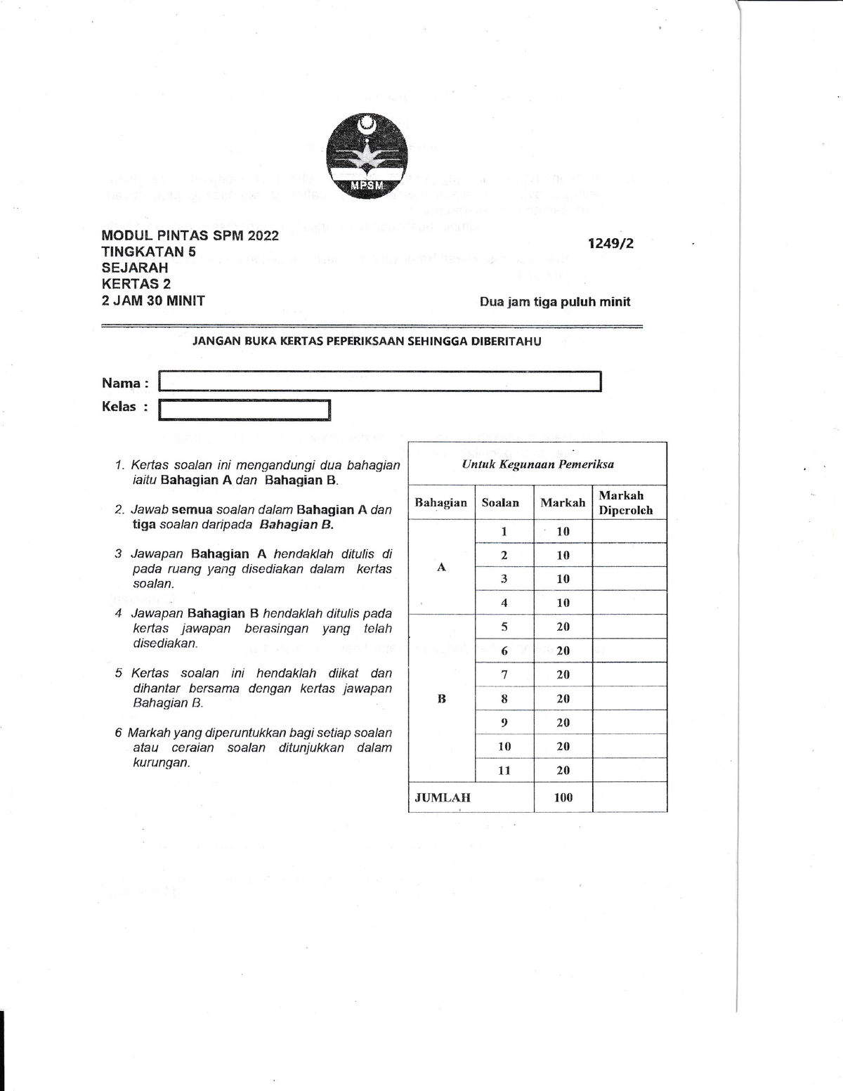 2022 K2 Soalan Pahang (Trial)  MODUL PINTAS SPM 2022 TINGKATAN 5