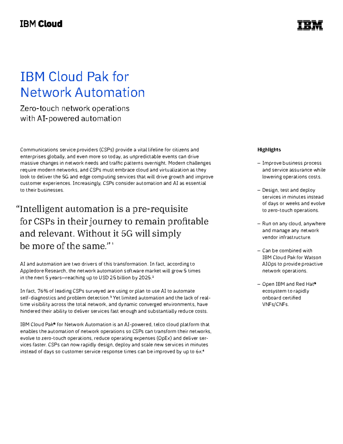 IBM Cloud Pak for Network Automation - Communications service providers ...