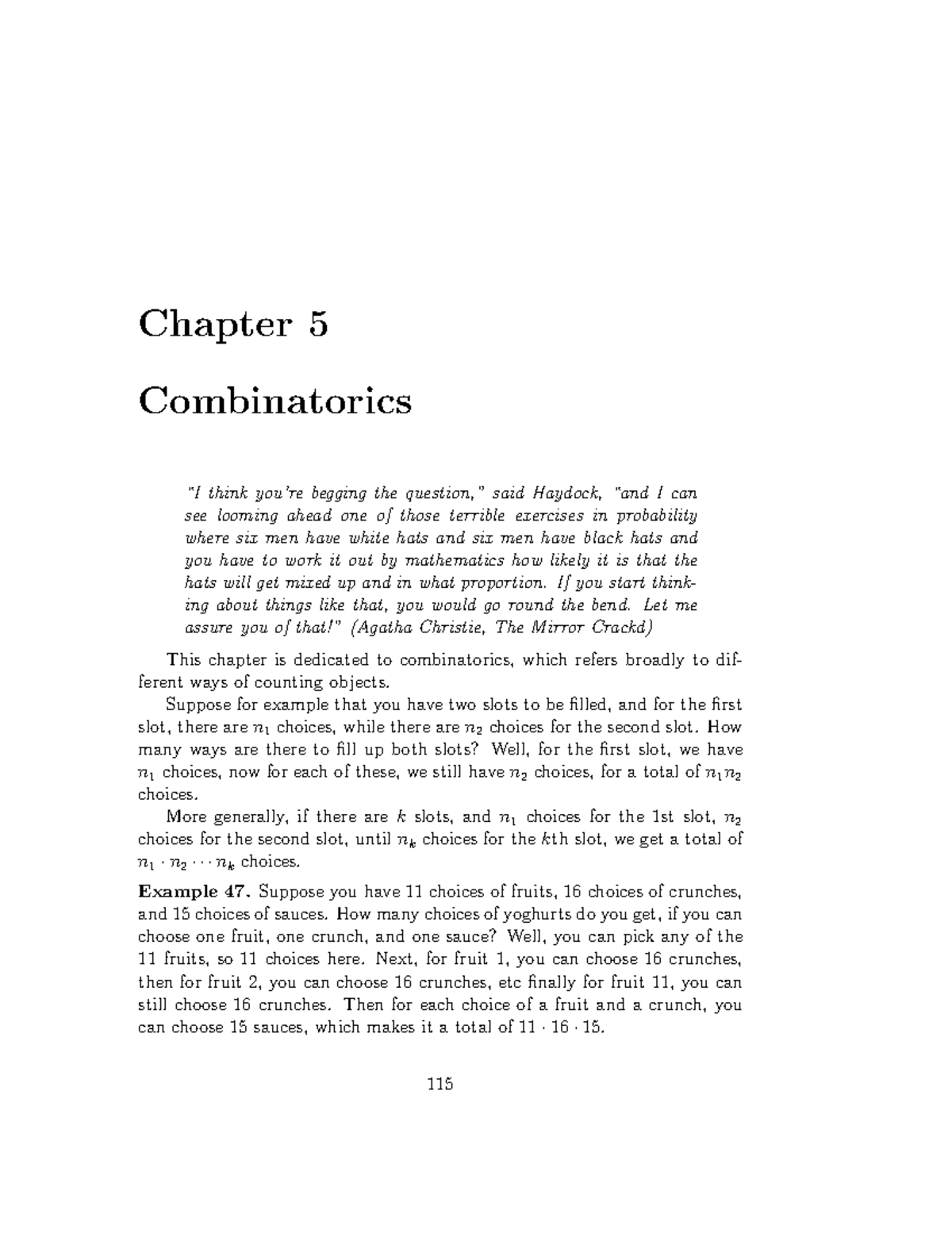CH 5 Combinatorics - notes - Chapter 5 Combinatorics “I think you’re ...