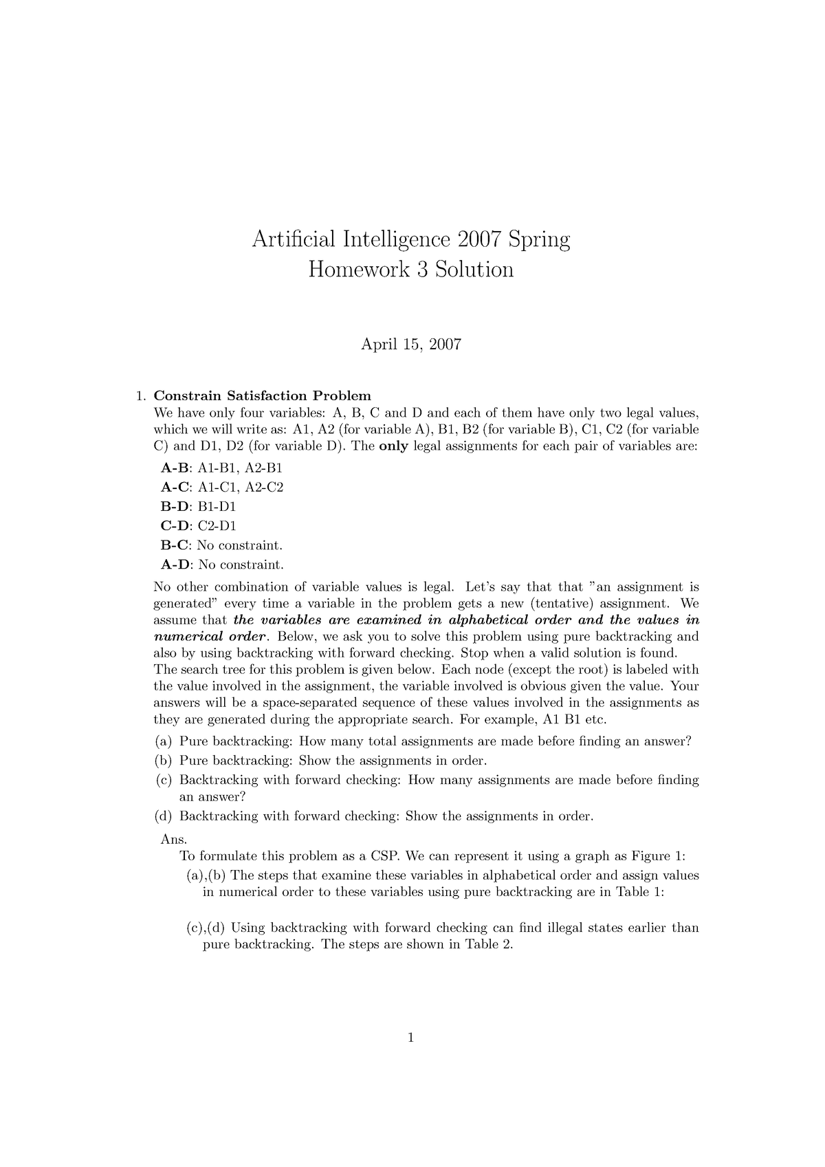 Hw03 S - Practical Questions - Artificial Intelligence 2007 Spring ...