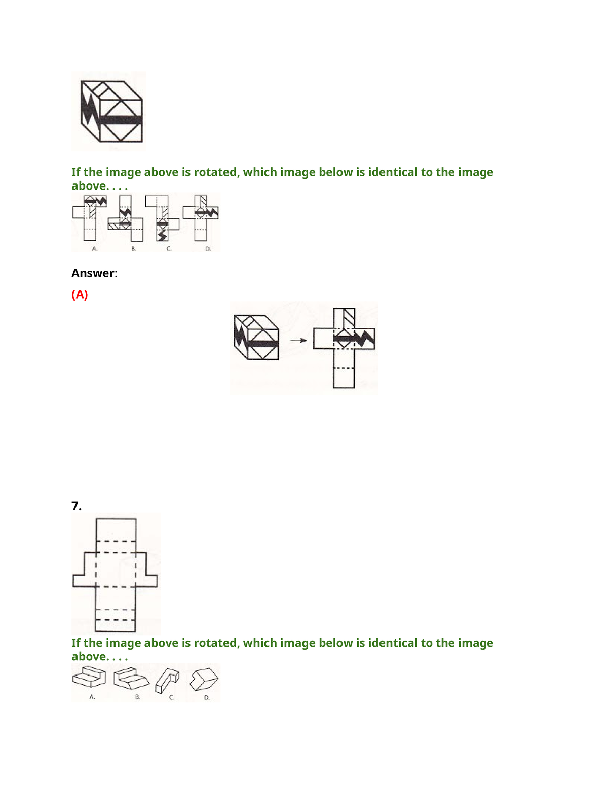 Algebra Materials-3 - If the image above is rotated, which image below ...