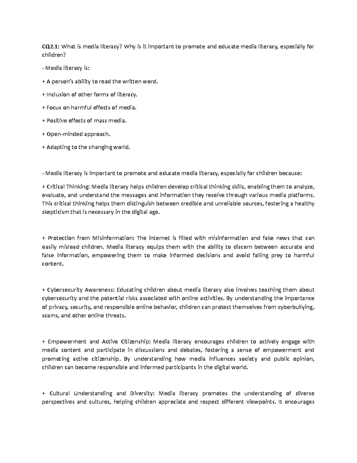 Edunext CQ2 What is media literacy? Why is it important to promote