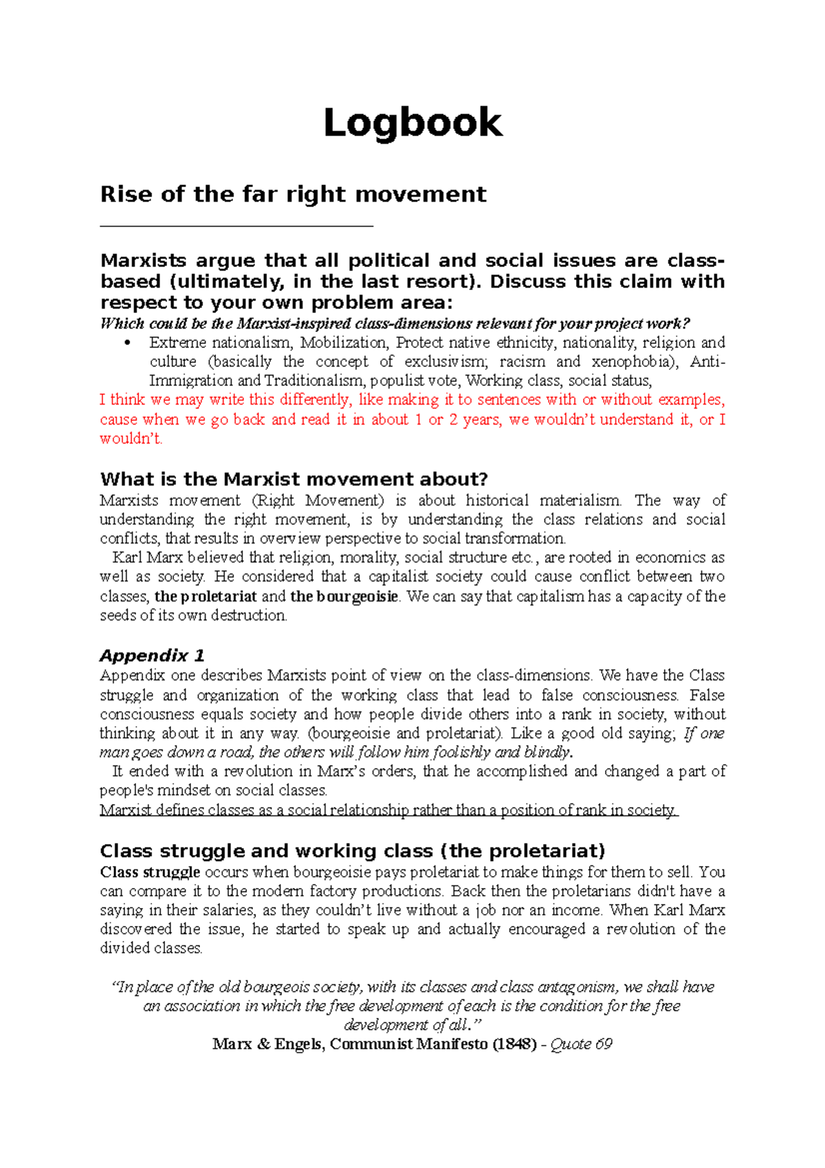 Logbook - sociology - Logbook Rise of the far right movement ...