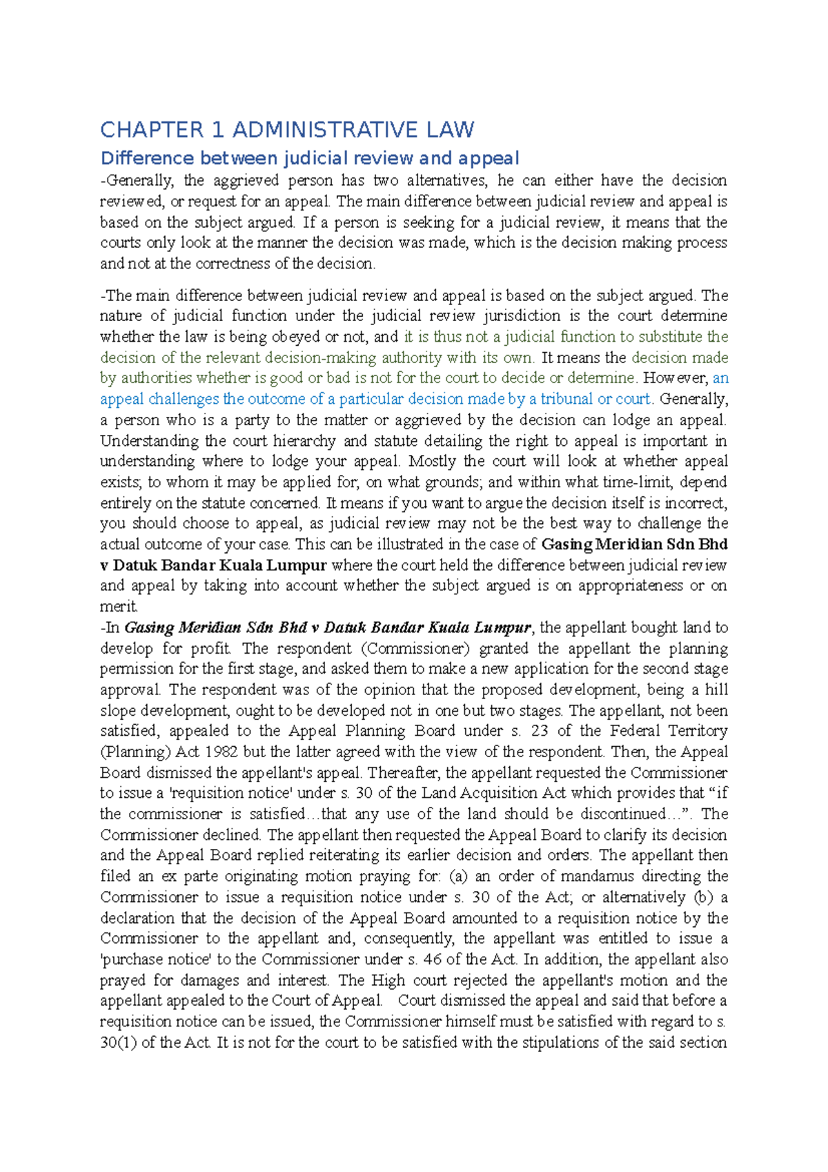 Admin Law - Own Notes chapter 2- Own Notes - CHAPTER 1 ADMINISTRATIVE ...