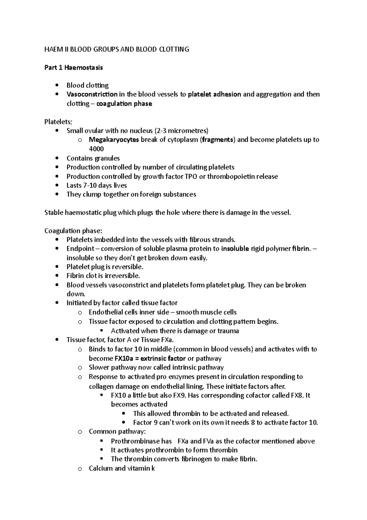 HAEM II Blood Groups AND Blood Clotting body systems HAEM II BLOOD
