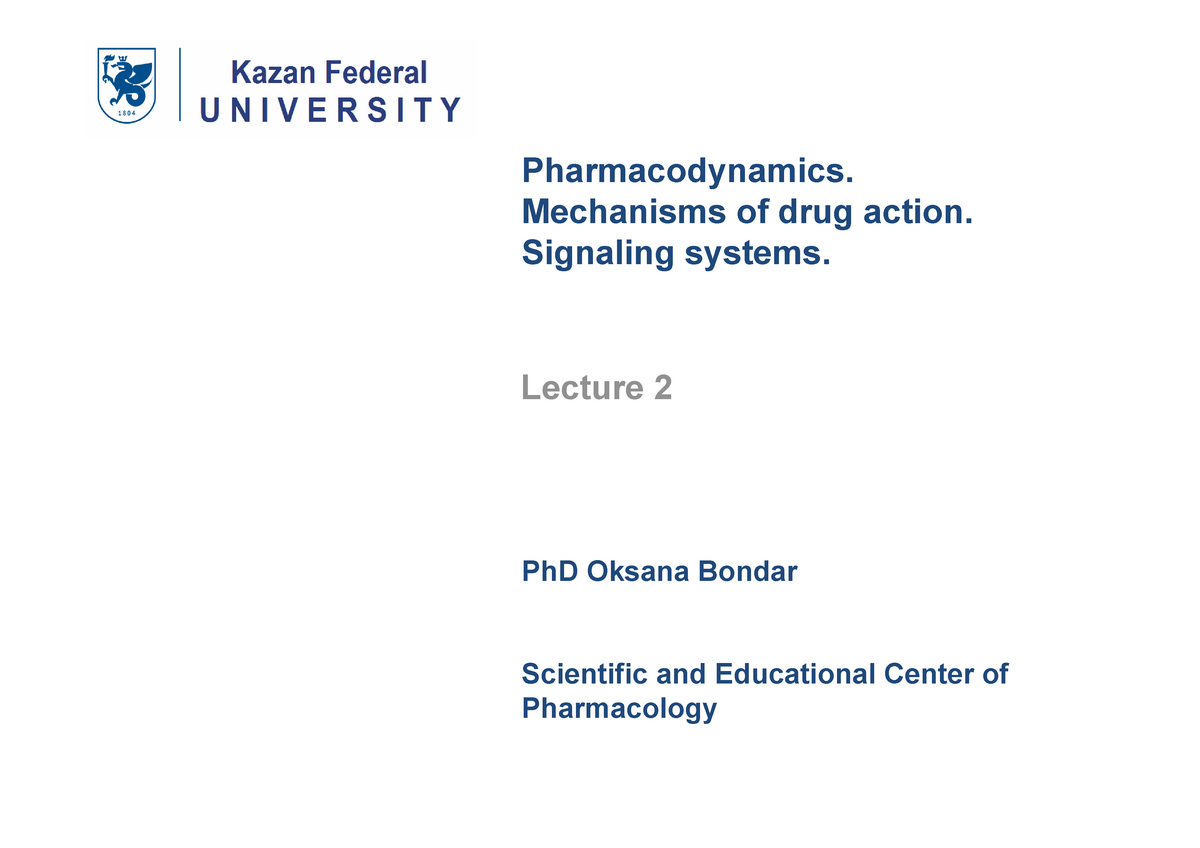 pharmacology and pathophysiology of drugs. - Pharmacodynamics ...