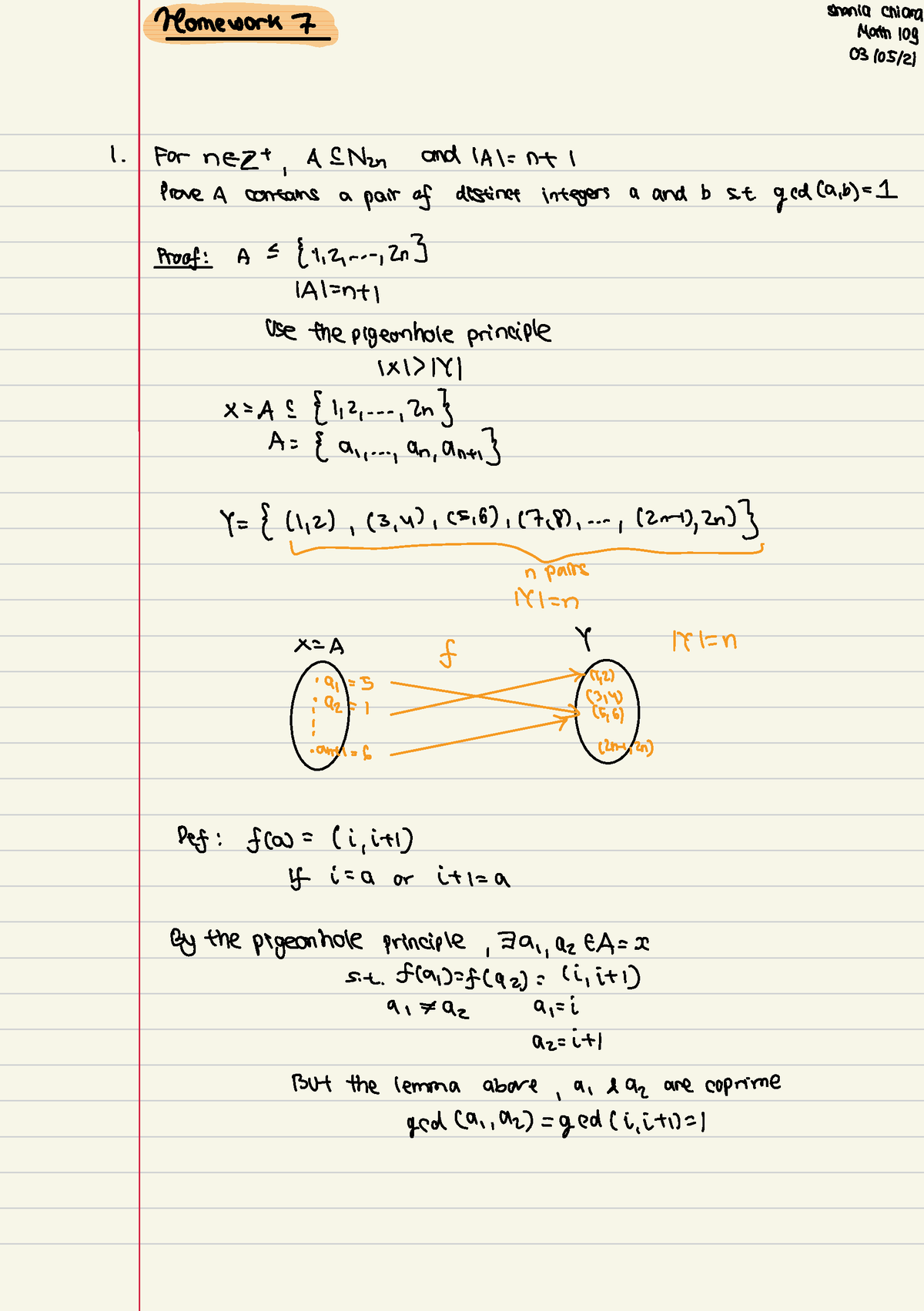 Math 109 Mathematical Reasoning Homework 12 Homework 7 Shania