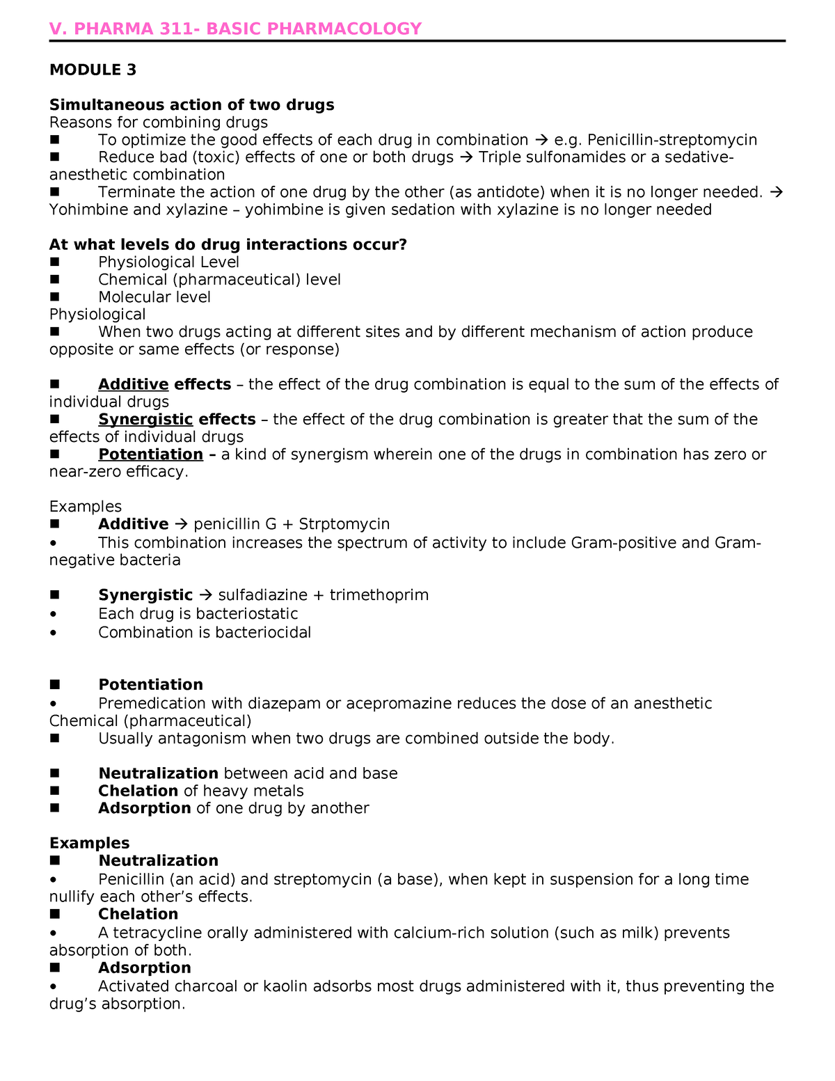 V. Pharma M4 - Introduction to receptors - V. PHARMA 311- BASIC ...