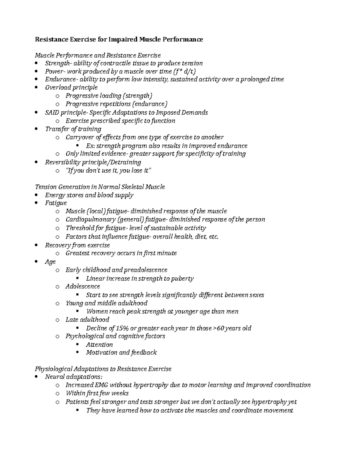 Resistance Exercise for Impaired Muscle Performance - Musculoskeletal ...