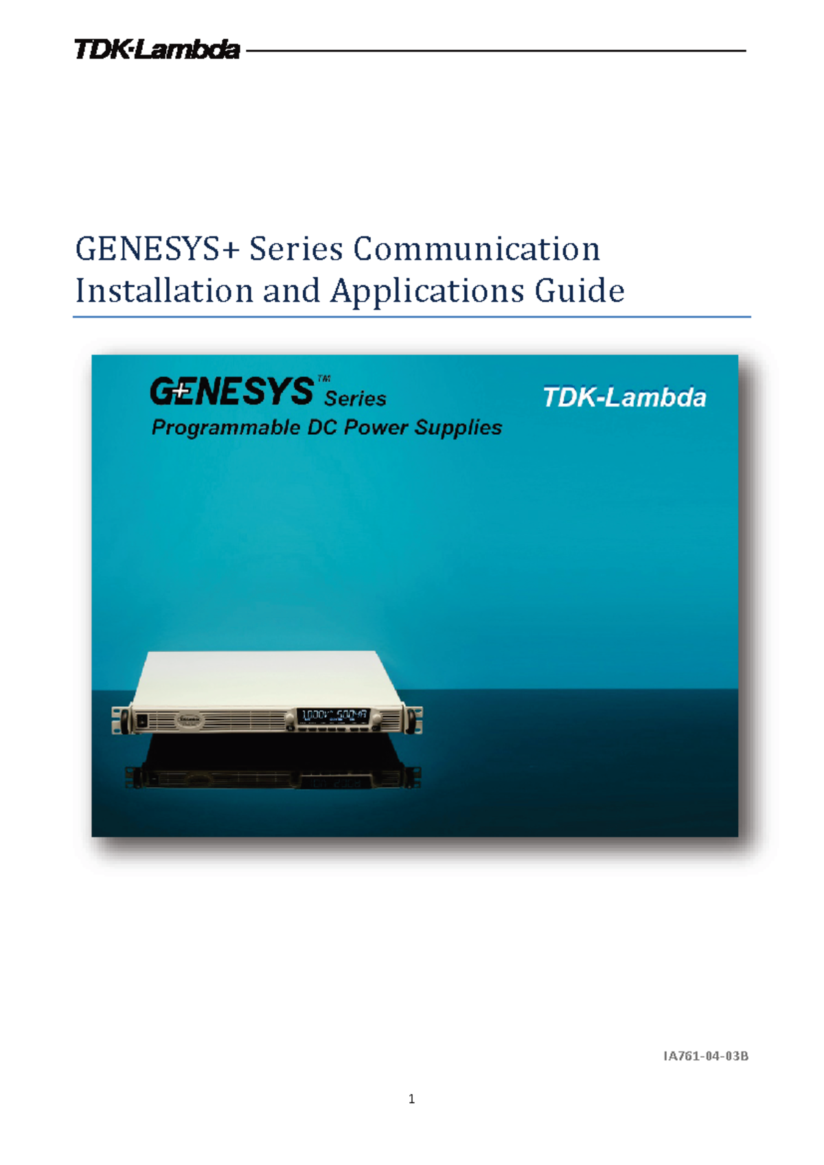 IA761-04-03 - Fuentes - GENESYS+ Series Communication Installation and ...