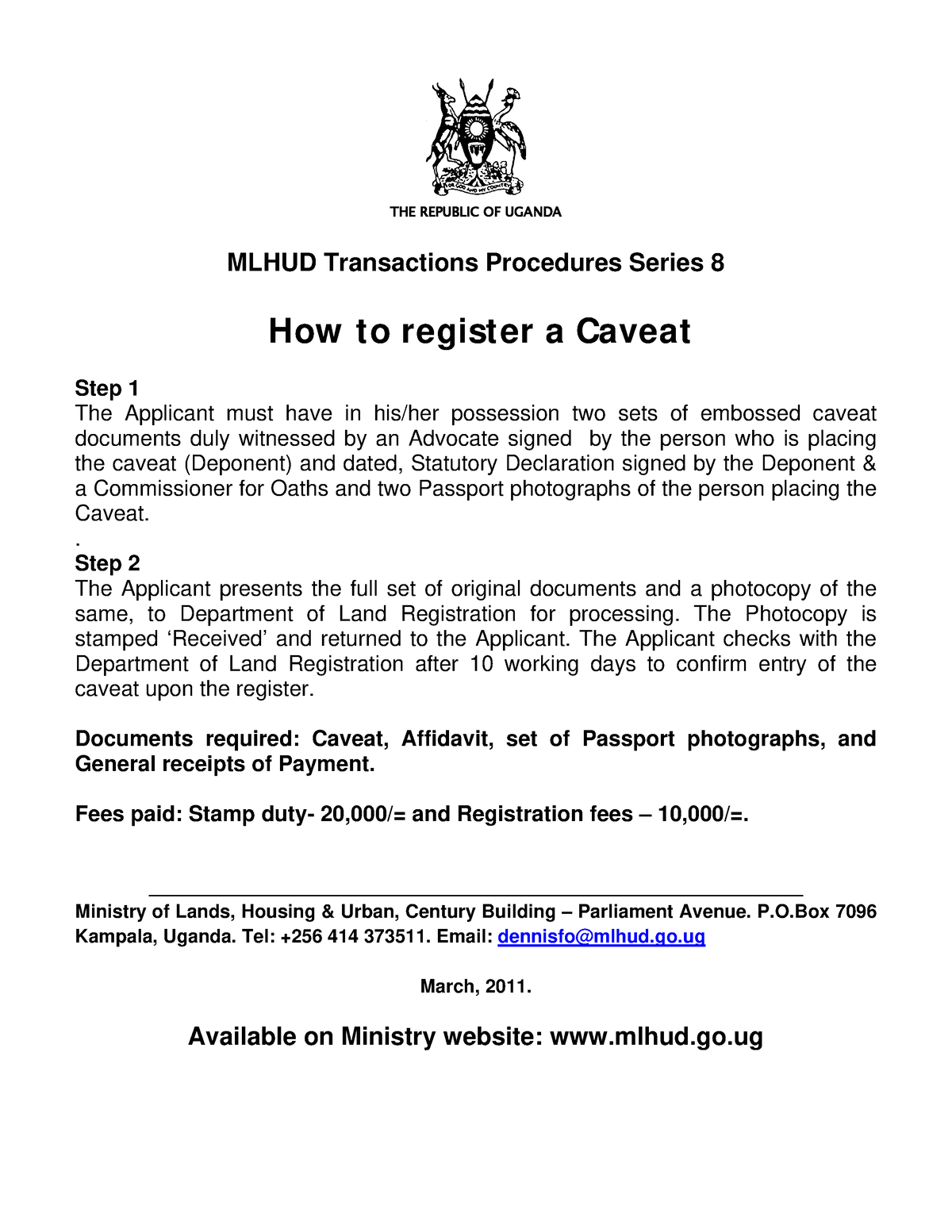 8-how-to-register-a-caveat-the-republic-of-uganda-mlhud-transactions-procedures-series-8-how