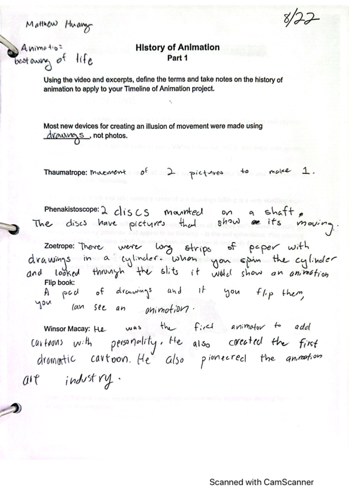 Animation History Handout 8-23 - HUMAN H140 - Studocu