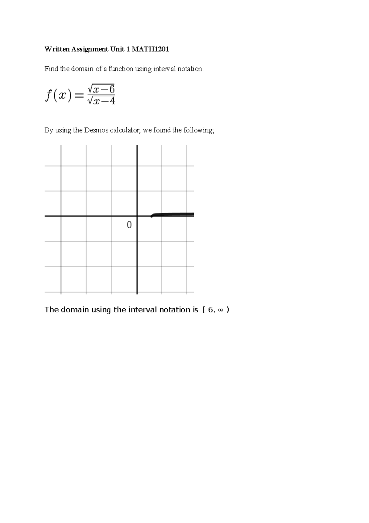 Written Assignment Unit 1 MATH1201 - MATH 1201 - UoPeople - Studocu