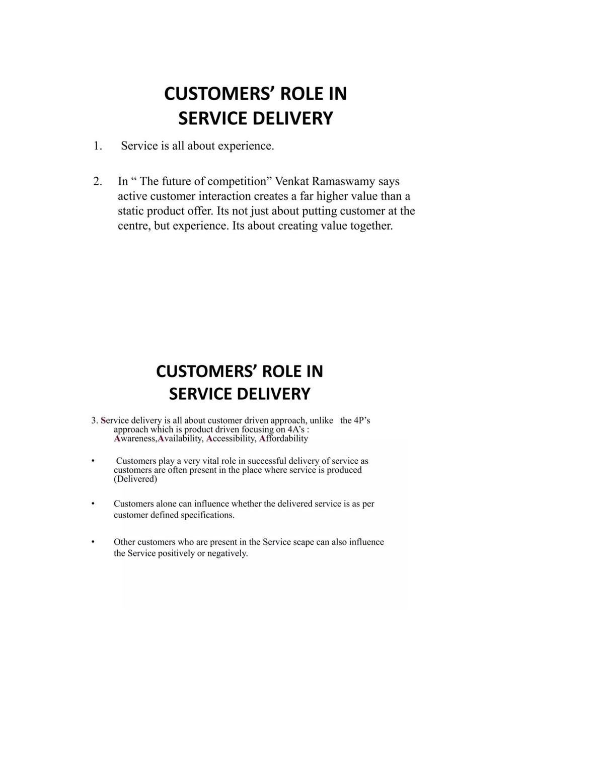 customer role in service delivery case study