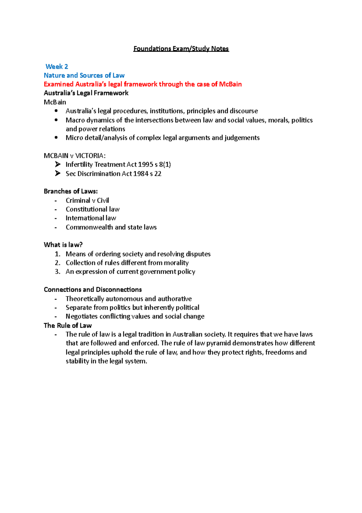 Foundations Exam Notes - Foundations Exam/Study Notes Week 2 Nature and ...