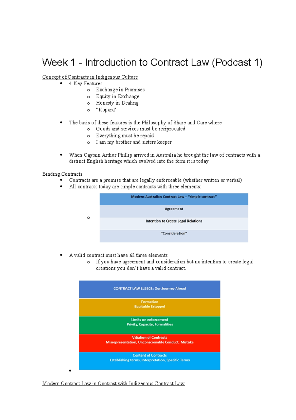 Week 1 - Evidence - Notes - Week 1 - Introduction to Contract Law ...