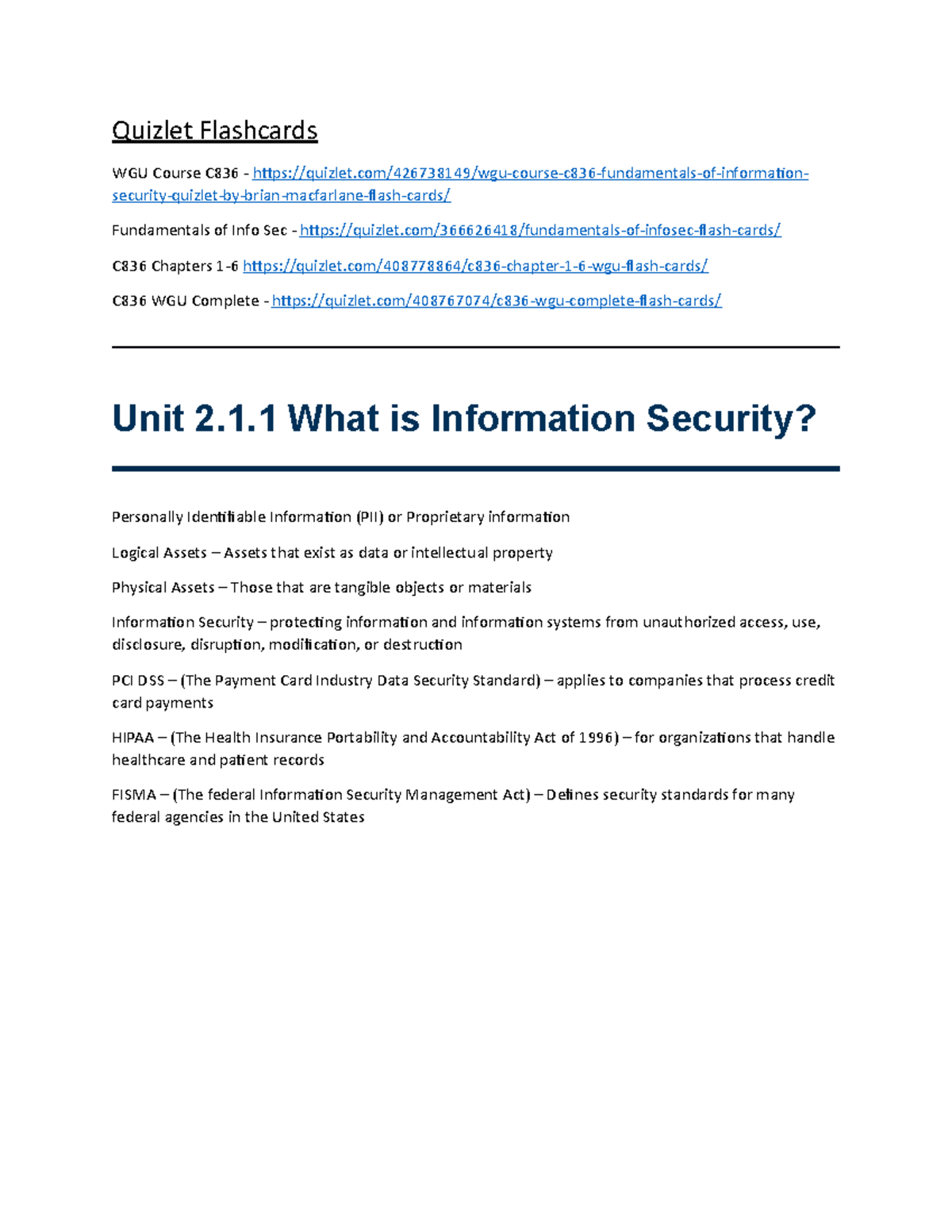 fundamentals of information security wgu