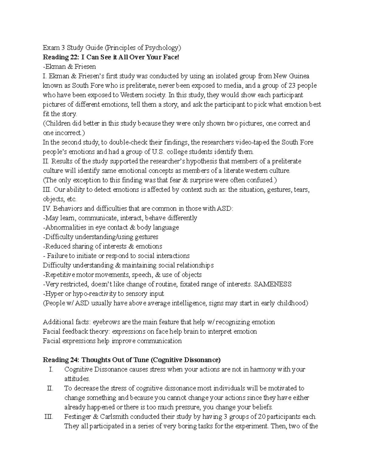 Exam 3 Psych Study Guide - Exam 3 Study Guide (Principles of Psychology ...