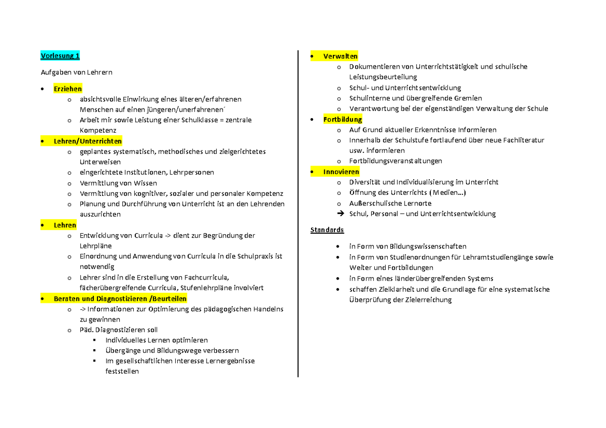 Lehrerprofessionalität - Mitschriften Aus Schulpädagogik 1- FAU ...