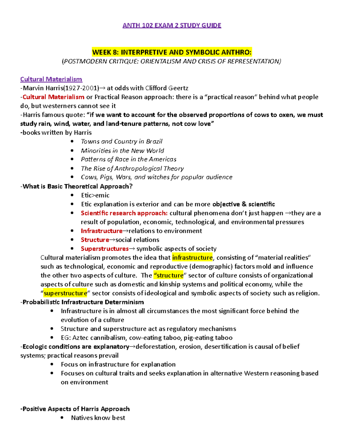 ANTH 102 EXAM 2 Study Guide - ANTH 102 EXAM 2 STUDY GUIDE WEEK 8 ...