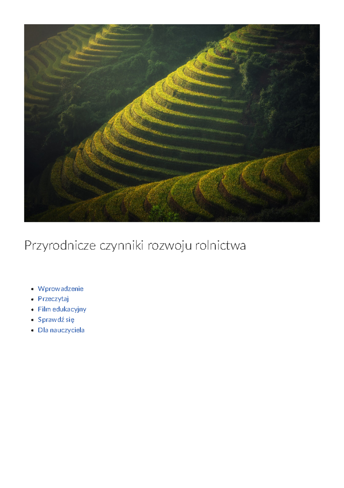 Przyrodnicze czynniki rozwoju rolnictwa - Przyrodnicze czynniki rozwoju