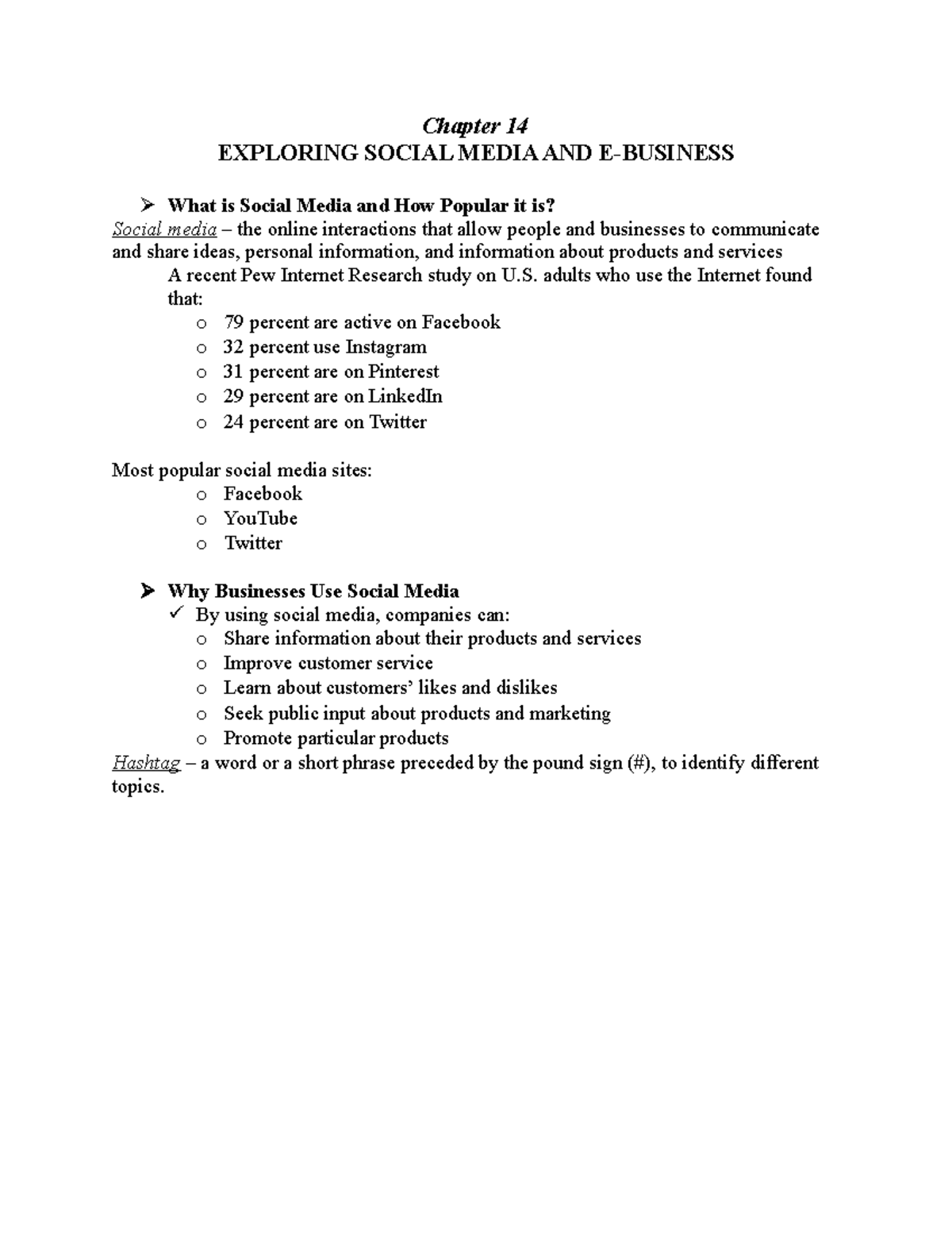 Chapter 14 Business Lecture Notes - Chapter 14 EXPLORING SOCIAL MEDIA ...