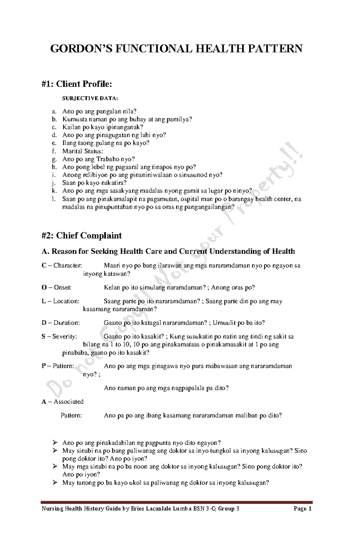 105514259 Gordon s Functional Health Pattern Tagalog 2007 Version ...